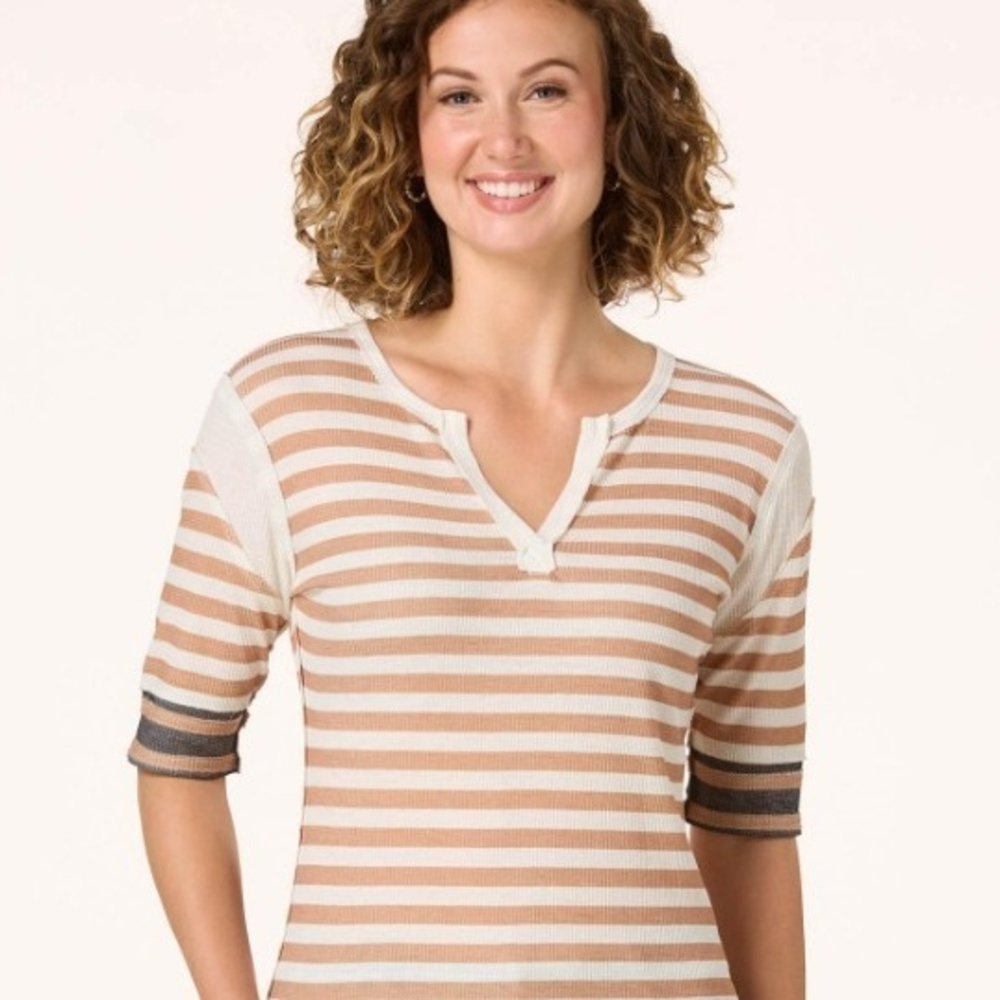 SEALED ~ CATO Neutral Striped Baseball Top - XL